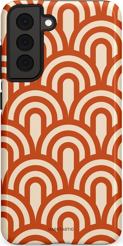 Casetastic hoesje geschikt voor Samsung Galaxy S21 FE 5G - Dubbellaagse bescherming - Oranje Bogen Parade - Fashion Case - Terracotta Crème