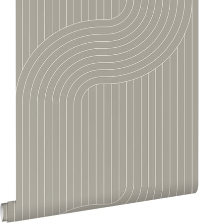 ESTAhome behang grafische lijnen warm grijs - 50 x 900 cm - 139924
