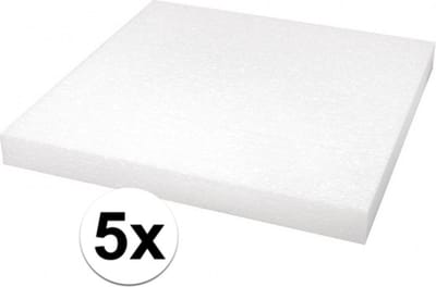 Rayher Knutsel piepschuim - 5x - plaat - vierkant - 40 x 40 x 4 cm - hobby materiaal