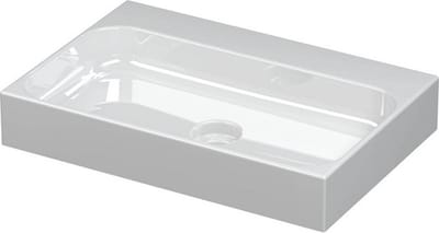 INK® Unit wastafel porselein zonder kraangat inclusief porseleinen click plug 60x10x40cm, glans wit