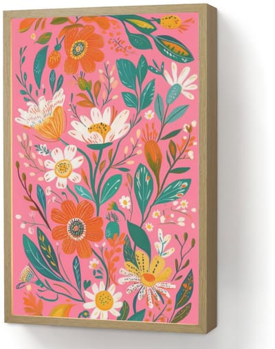 Wandlamp 40x60 cm - Oplaadbaar - Roze - Bloemen - Wit - Oranje - Wandlampen binnen woonkamer - Slaapkamer lamp - Decoratieve nachtlamp - Vloerlamp draadloos