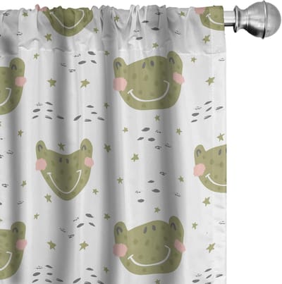 ABAKUHAUS – 2x Gordijnen 75x225 cm – Microvezel – Olijfgroen/Wit – Kikker