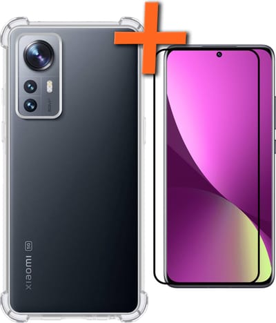 Hoes - Met Screenprotector - Geschikt voor Xiaomi 12 - Sterk & Shockproof - Siliconen Case - Back Cover - Telefoon Hoes - Shock Proof - Transparant
