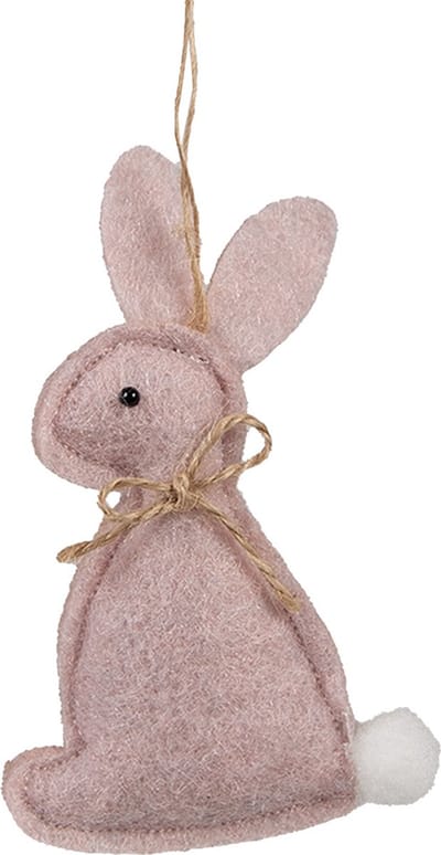 Clayre & Eef Paashanger Konijn 10 cm Roze Katoen