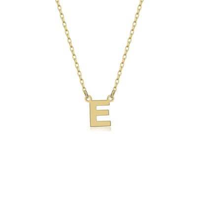 Letter E Initial Gold Plated Ketting Zilver (925 sterling) Trendy Minimalistisch Combi Bedel Goudkleurig Dames Meisje | Cadeau Voor Vrouw