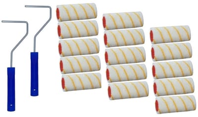 15x verfroller / vachtrollers incl 2 rollerbeugels - 10 cm - rollers voor het schilderen van wanden en plafonds