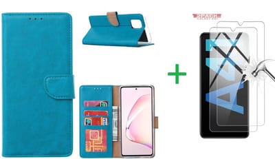 Hoesje Geschikt Voor Samsung Galaxy A41 Boek hoesje + 2X Screenprotector Blauw