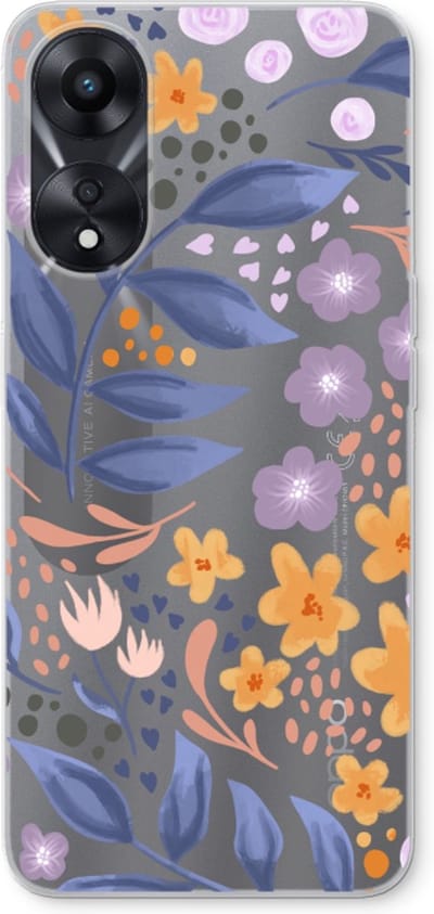 Case Company® - Hoesje geschikt voor Oppo A78 5G hoesje - Flowers with blue leaves - Soft Cover Telefoonhoesje - Bescherming aan alle Kanten en Schermrand
