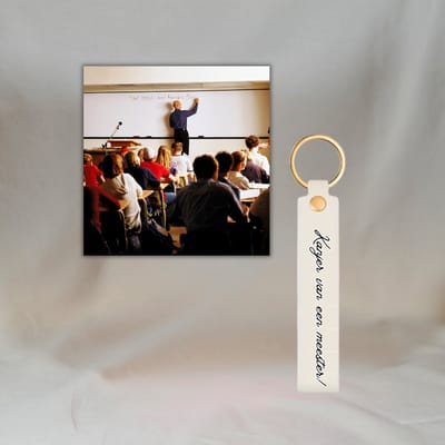 Meester cadeau einde schooljaar – Set van gepersonaliseerde sleutelhanger en magneet met foto – Gepersonaliseerd cadeau voor hem