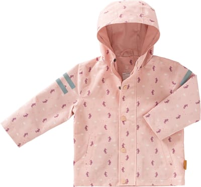 Fresk Regenjas voor Kinderen 1 yr - Ritssluiting - Reflectoren - Kinderjas met Capuchon - Waterdichte Jas - Ademend - Bionic Finish - Meisjes - Roze - Seahorse