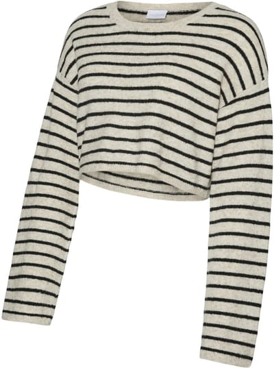 Mama Licious Gebreide pullover Regular fit O-hals Geribde mouwuiteinden Verlaagde schoudernaden Top