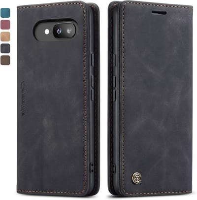 Premium PU Leren Hoes voor Google Pixel 9A met Kaartsleuven, Standfunctie en Vouwfunctie, Zwart