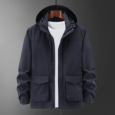 Nouvelle veste d'extérieur pour hommes, trench-coat multi-poches à séchage rapide, haut à fermeture éclair de couleur unie pour hommes, décontracté 5XL black