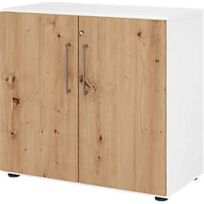 Kasten Breno, 2 OH, afsluitbaar, 28 kg per plank, B 800 x D 420 x H 748 mm, wit/eiken
