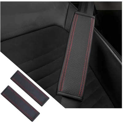 Store_7 - Gordelkussens voor de auto - Zachte schouderbekleding - Duurzaam en comfortabel - Zwart en rood - Bescherming voor gordels - Geschikt voo...