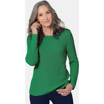 Flatteuze pullover van puur katoen - groen - Gr. 40 van Goldner Fashion