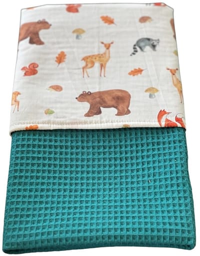 baby deken kinderwagen deken wieg deken petrol forest animal 60 x 90 cm