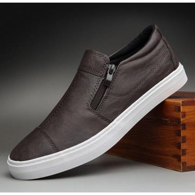 Comfortabele Leren Casual Schoenen Heren Rijschoenen High-Top Sneakers Voor Heren Volwassen Mannen Loafers Mocassins Leren Schoenen Nieuw 44 gray