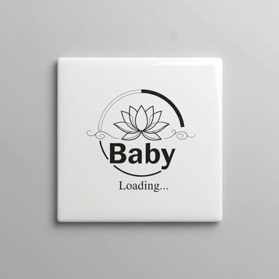 Baby Loading… – Leuke Zwangerschap Aankondiging Keramische Tegel 15 × 15 cm | Moderne Baby Aankondiging Woondecoratie