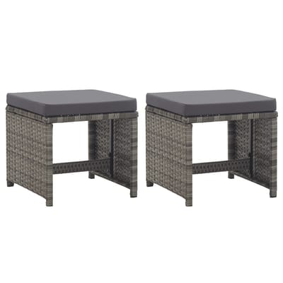 vidaXL - Tuinkrukken - 2 - st - met - kussens - poly - rattan - antraciet