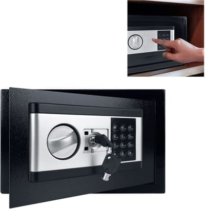 Mini Tresor Voor Thuis 12L Safe Klein Meubeltresor Hotelsafe Uit Eisenstaal Met Digitale Wachtwoord, 2 Veiligheidssleutels, Batterijdoos, Alarmfuncties En Inwendige Verlichting