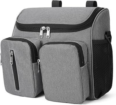 Opbergtas Geschikt voor kinderwagen, multifunctionele draagtas met verstelbare schouderriem, grote capaciteit, Geschikt voor alle babybenodigdheden, Geschikt voor alle kinderwagens (grijs).