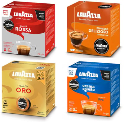 Lavazza A Modo Mio - Qualita Rossa - Qualita Oro - Espresso Delizioso - Crema e Gusto Forte - Proefpakket - 144 (4x36) Koffiecups