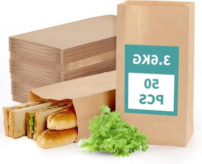 Grote Kraft Papieren Lunchzakken 50 Stuks, 30cm x 15.5cm x 10cm, Sterke Opslagzakken voor Snacks, Cookies en Afhaalmaaltijden