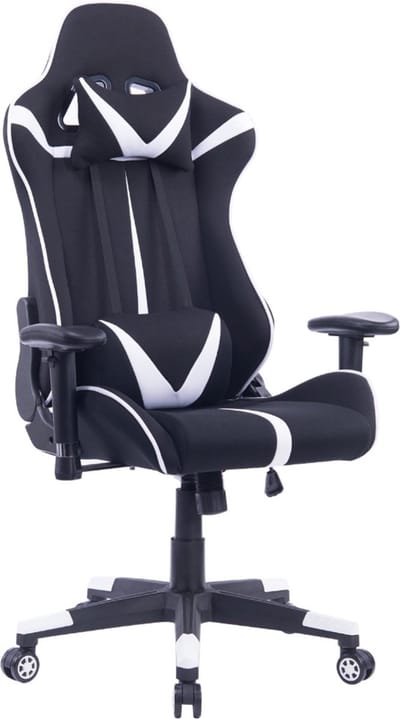 Happyment Luxe Gamestoel - Zwart met wit - Gaming stoel verstelbaar in hoogte - Chair - Ergonomische bureaustoel