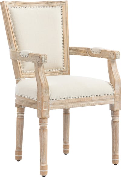 HOMCOM eetkamerstoel - rubberhout - 59L x 63,5B x 96H cm - crèmewit