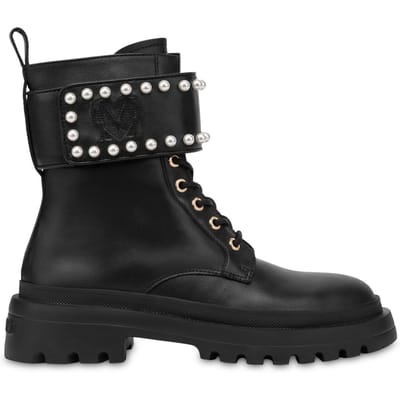 Moschino Her Love Calfskin Biker Boots Black Größe: 39 | Stiefel Outlet | Damen | Schwarz