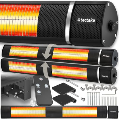 tectake® Solaris Horizon Infrarood Verwarming - Terrasverwarmer met 3 vermogensniveaus, 1000, 2000 en 3000 W - Heater - Geen Luchtcirculatie - Eenvoudige Wandmontage