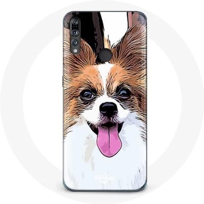 Coque pour Huawei p30 lite Épagneul nain continental papillon Chiot Blanc et marron