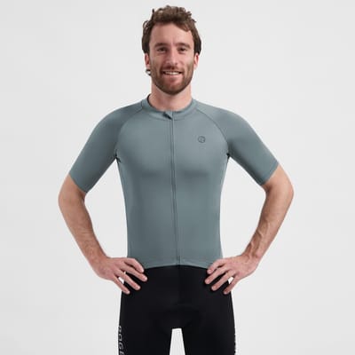 Rogelli Essential II Heren Fietsshirt - Korte Mouw - Lange Rits - Grijs