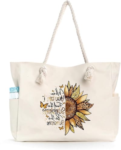 Ruime Waterdichte Canvas Tote Bag voor Vrouwen - Ideaal voor Strand, Vakantie en Boodschappen - Sandproof Schoudertas met Grote Capaciteit 53.5x24.5x13cm