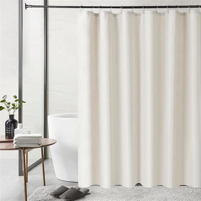 Famanu – Smal douchegordijn linnenlook 99 x 180 cm – boerderij stijl (beige)