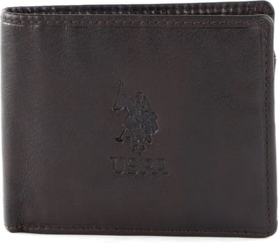 U.S. POLO ASSN. Leren Portemonnee Horizontal Wallet with Coin and Flap Brown Bruine