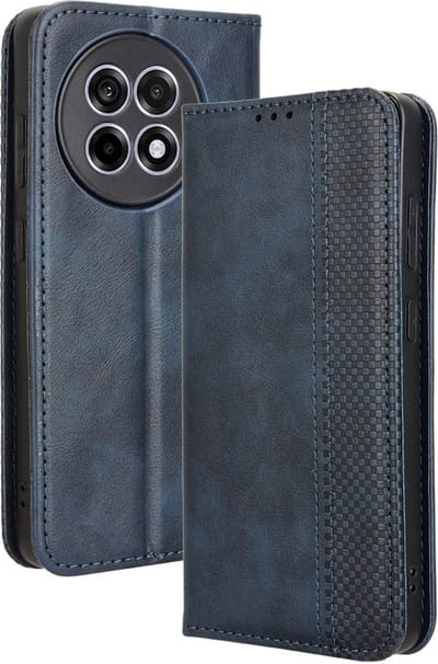 Coverup Hoesje - Geschikt voor OnePlus 13R Hoesje - Coverup Vintage Style Book Case - Blauw