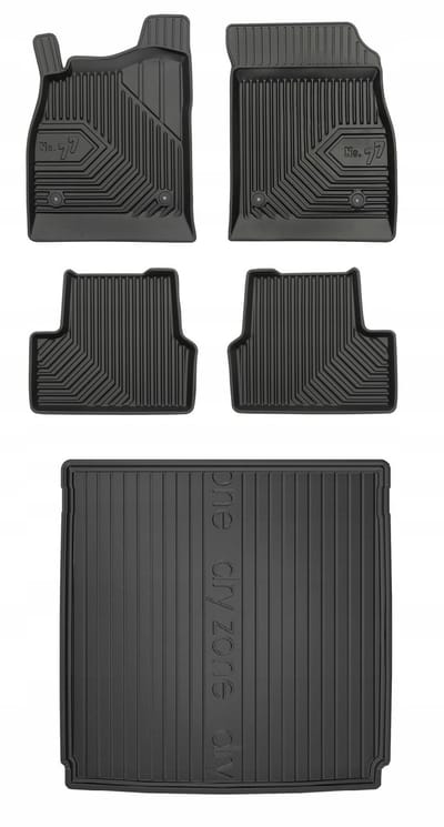 FROGUM - Voordeelset No.77 & DRY ZONE - Geschikt voor OPEL Astra J Kombi / Sports Tourer (2009-2020) - Rubberen matten + Kofferbakmat - Zwart
