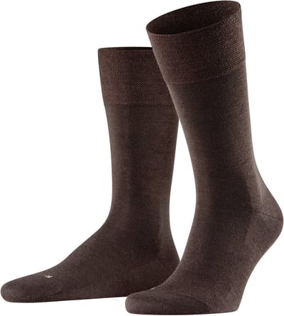 FALKE Sensitive Berlin met comfort tailleband wol katoen sokken heren bruin - maat 43-46