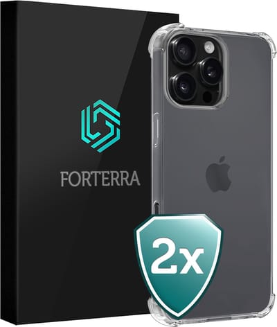 Hoesje 2 Stuks - Geschikt voor Apple iPhone 16 Pro - Sterk & Shockproof - Back Cover - Siliconen Case - Telefoon Hoes Shock Proof - Transparant