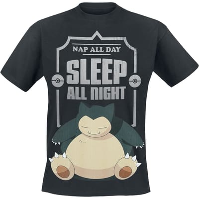 Pokémon - Gaming T-shirt - Relaxo - Sleep All Night - S tot XXL - zwart
