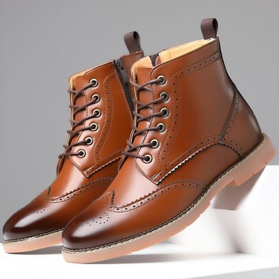 Heren High Top Business Casual Leren Schoenen Brogue Gegraveerde Martin Laarzen Grote Maat Outdoor Sport Leren Laarzen 38 brown