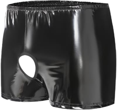 BamBella ® - Boxer short Maat S/M Datex Zwart (Latex en stof SM kleding BDSM erotische heren kleding ondergoed lingerie onderbroek