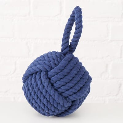 Deurstopper Touwknopen - Vloerstopper Huis - Voorkom Deuren - Handgemaakt Design - 15x15x23 cm - Blauw