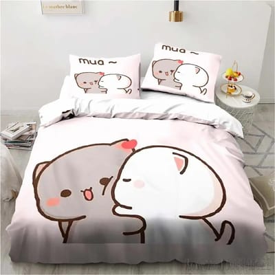 3D Printen Cartoon Bubu Dudu Beddengoedset driedelige set Anime Volwassene Kind Slaapkamer Dekbedovertreksets Hometextiel Verjaardagscadeaus AU Single 140x210cm