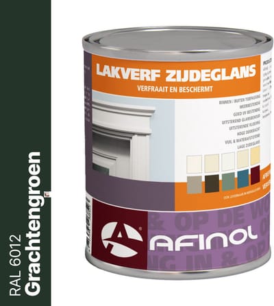 Afinol Zijdeglans Lakverf Grachtengroen (RAL 6012) 750 ml - Houtverf Binnen - Houtverf Buiten - Lak Geschikt voor Hout, Metaal en Kunststof - Metaalverf - Meer dan 9.000 kleuren