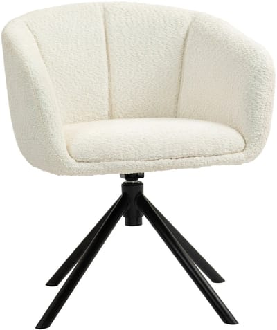 Innovastore Eetkamerstoel - Draaibare eetkamerstoel - Eetkamerstoel met armleuningen - Gestoffeerde stoel - Creme/Zwart