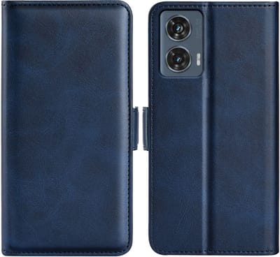 MobyDefend Hoesje - Geschikt voor Motorola Edge 50 Fusion - Luxe Wallet Book Case (Sluiting Zijkant) - Blauw
