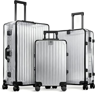Dailygoods - 3 stuks kofferbeschermhoes, transparant pvc, kofferhoes, beschermhoes voor 20/24/28 inch bagage, waterdicht, stofdicht, krasbestendig, herbruikbaar, bagagehoes, kofferbescherming